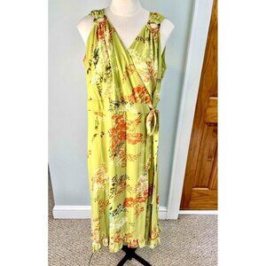 Cato Bright Floral Midi Sun Dress 18W Flowy Chiffon Cruise Vacation Resort